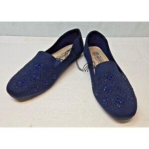 Harborside Naila Navy Rhinestone Women's Size 9M Flat Slip On Shoes NWT
